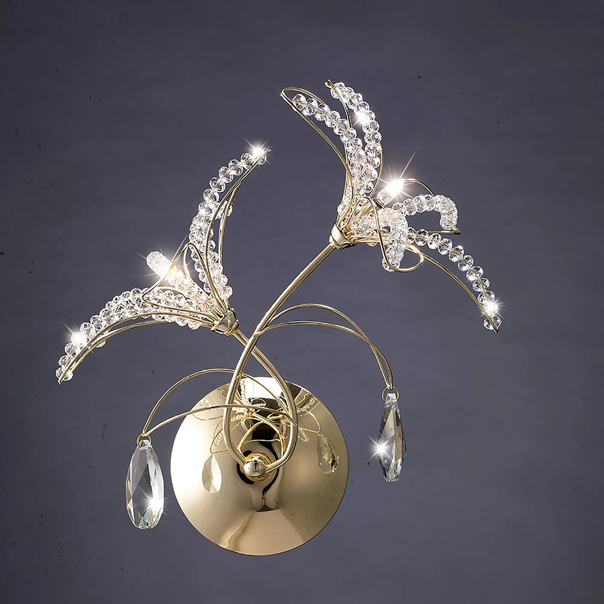 Kenzo Crystal Wall Lights Diyas Flush Crystal Wall Lights